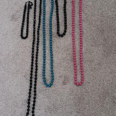 Five colorful beaded necklaces
