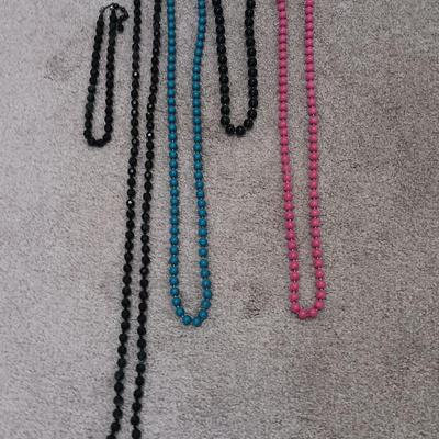 Five colorful beaded necklaces