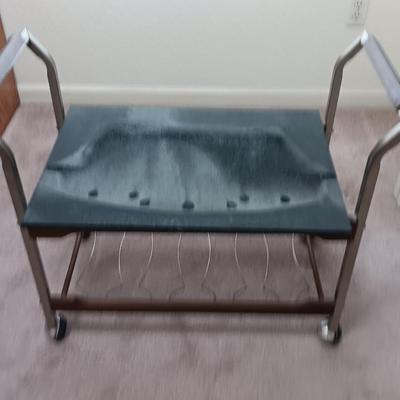 Mid Century Modern cart base with metal waste basket and desk organizer