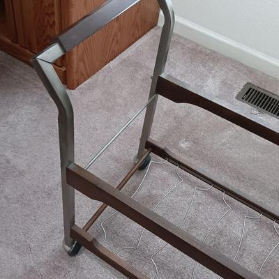 Mid Century Modern cart base with metal waste basket and desk organizer