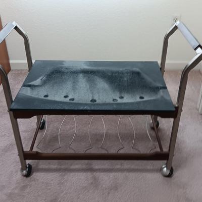 Mid Century Modern cart base with metal waste basket and desk organizer