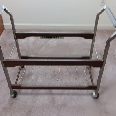 Mid Century Modern cart base with metal waste basket and desk organizer