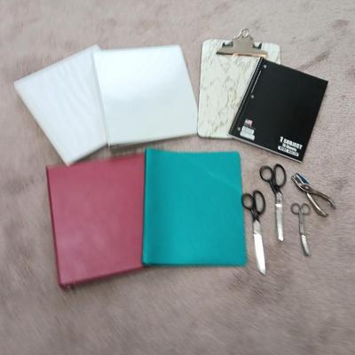 Office or school supplies - Binders - clip board - scissors - notebook - hole punch