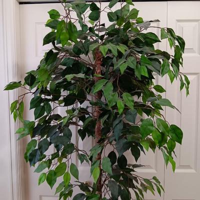 Tall 82" faux tree in wicker basket