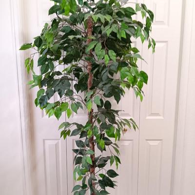 Tall 82" faux tree in wicker basket