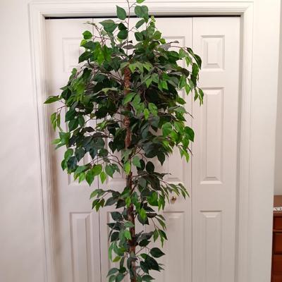 Tall 82" faux tree in wicker basket