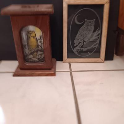 Owl votive and owl wall art
