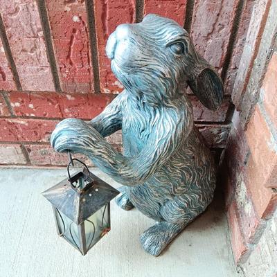 Yard / Garden Rabbitt with hanging candle lantern