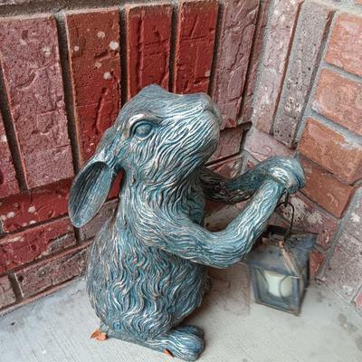 Yard / Garden Rabbitt with hanging candle lantern