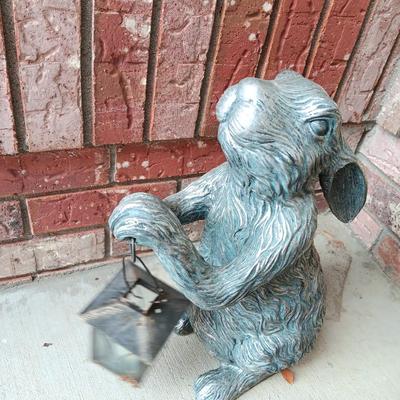 Yard / Garden Rabbitt with hanging candle lantern