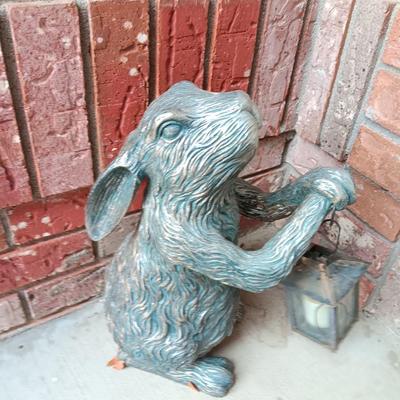 Yard / Garden Rabbitt with hanging candle lantern