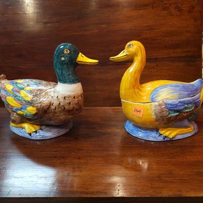 Two Vintage Italian Ceramic Duck Tureens