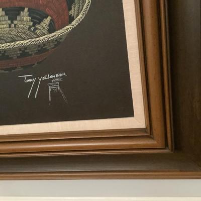 Original Artwork from Jimmy Yellowhair signed 1975 46â€x34â€ framed-both pieces of art