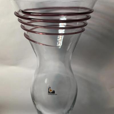  BLENKO CRYSTAL AMETHYST SPIRAL 14" VASE MATT CARTER DESIGN