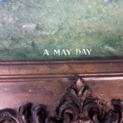 Antique Print, MAY DAY Framed under glass, Sheep in a Field , by Atkinson Fox 