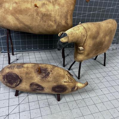 Horse, Sheep, Pig, Hand Crafted Rustic Farm Animals