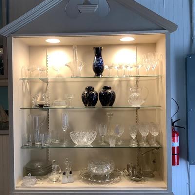 605 Vintage Display Cabinet Painted White with Lights