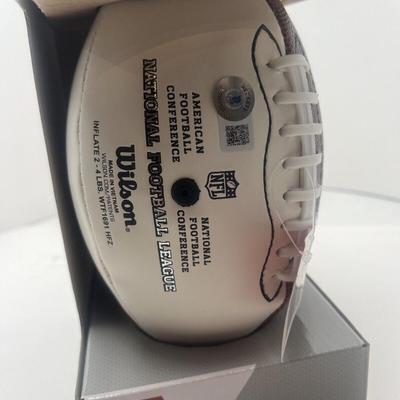 Justin Tucker Autographed Wilson Mini white panel Football - Beckett Witnessed.