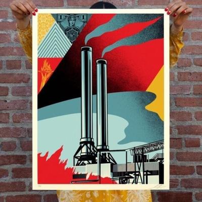 Shepard Fairey Factory Stacks Earth First Screen Print Signed Poster OBEY #/350