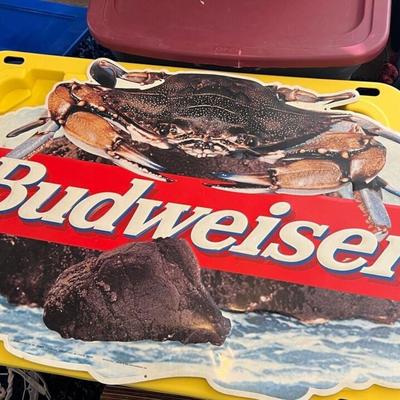 1996 metal budweiser Crab Sign