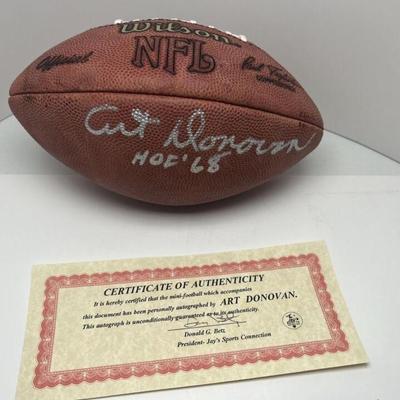 Hall Of Famer Art Donovan Autographed Football