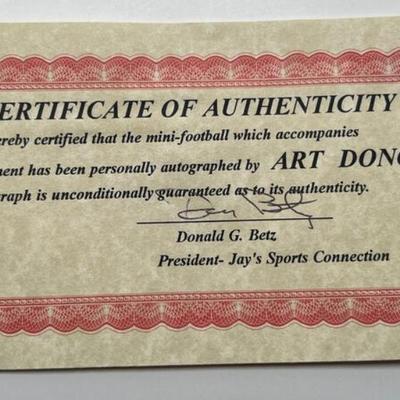 Hall Of Famer Art Donovan Autographed Football