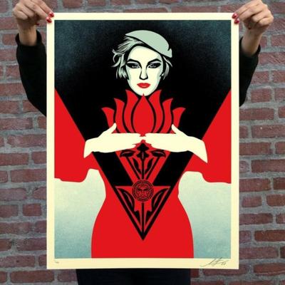 SHEPARD FAIREY - NOIR FLOWER WOMAN (RED)