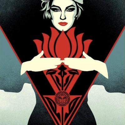SHEPARD FAIREY - NOIR FLOWER WOMAN (BLUE)