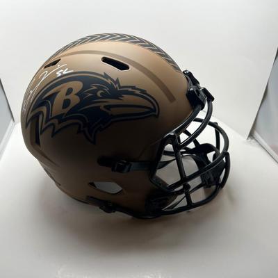 Ravens Ray Lewis Signed Salute To Service Full Size Speed Rep Helmet Beckett Wit