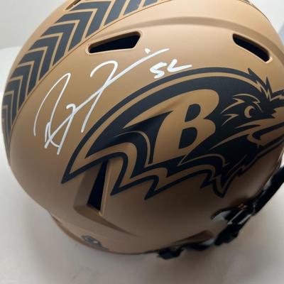 Ravens Ray Lewis Signed Salute To Service Full Size Speed Rep Helmet Beckett Wit