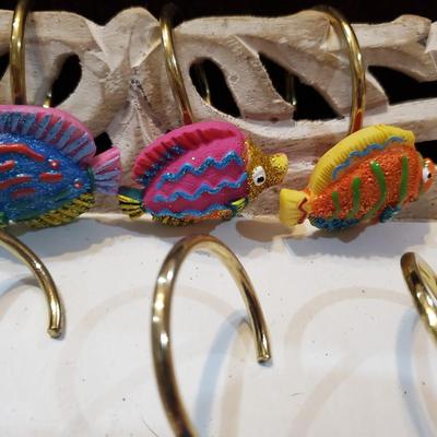Fish shower curtain hooks