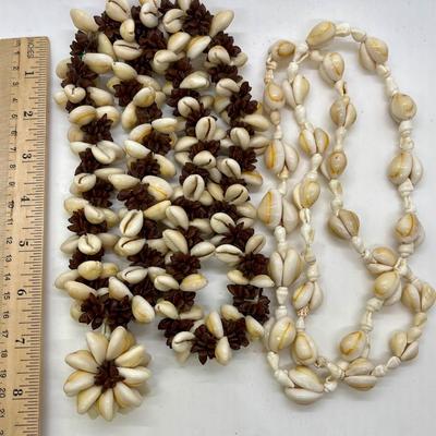 Lot of (2) shell lei necklaces
