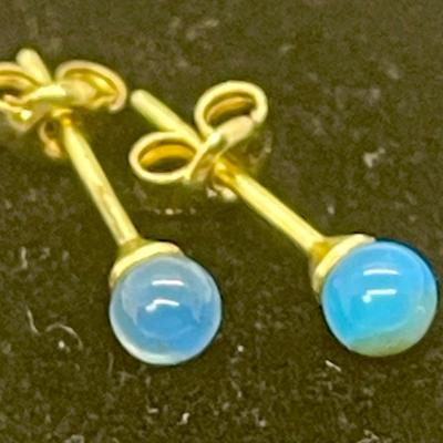 Pair of earrings, turquoise studs