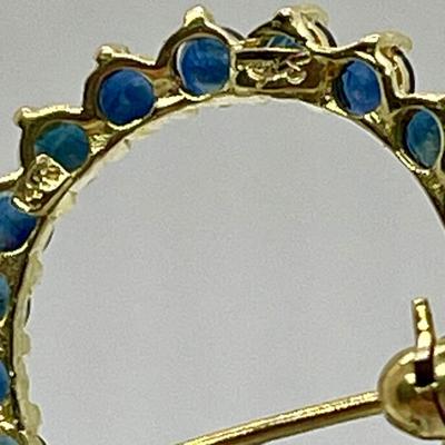 14K Jostens Circle pin, or brooch sapphire blue stones