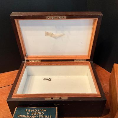 909 Lot of Three Cigar / Humidor Boxes with Antique Acme Match Box