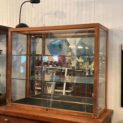 912 Vintage Wood and Glass Tabletop Showcase
