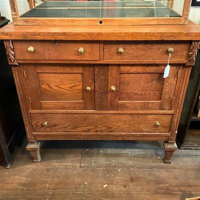 913 Vintage Small Oak Side Server