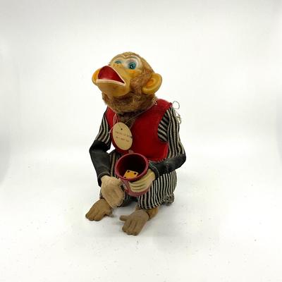 928 Vintage 1950 Cragston Craps Shooting Monkey with Dice Mechanical Toy
