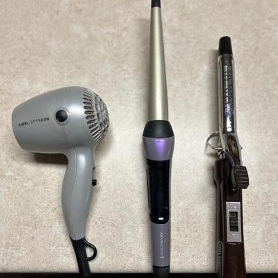 Hair dryer, 2 curling irons