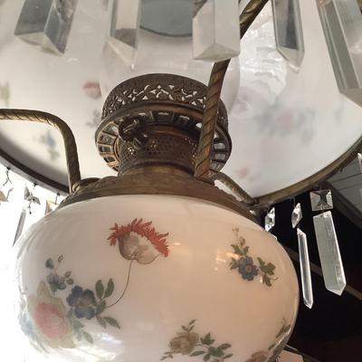 623 Antique Electrified Hanging Lamp w/Floral Design