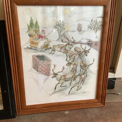 624 Set of 3 Colored Sketches, Signed