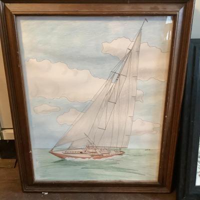 624 Set of 3 Colored Sketches, Signed