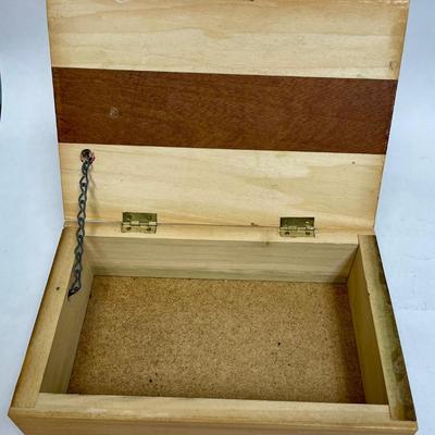 Wooden Jewelry Box with Parquet Top