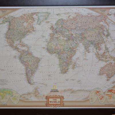 Framed National Geographic "The World" 2012 Poster