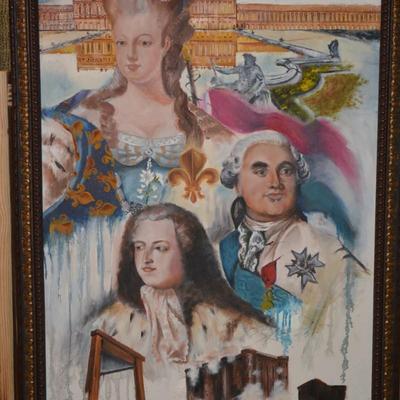 Framed 1990 Student Art Oil Painting "Reign of Terror"