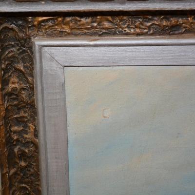 Heavy Vintage Ornate Wood Frame with Acrylic Mountain Landscape