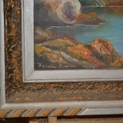 Heavy Vintage Ornate Wood Frame with Acrylic Mountain Landscape