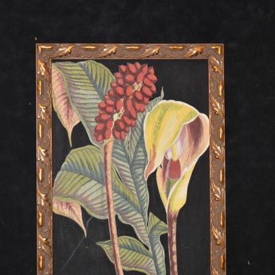 Exotic Botanical GICLEE Print in Beautiful Vintage Gold Tone Frame
