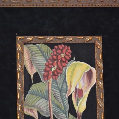 Exotic Botanical GICLEE Print in Beautiful Vintage Gold Tone Frame