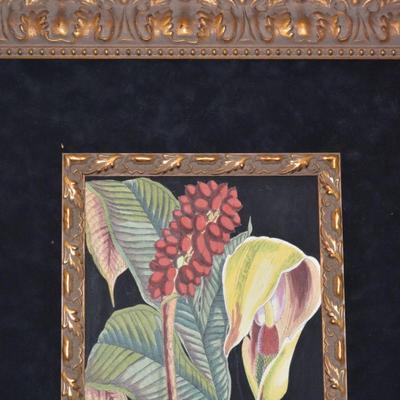 Exotic Botanical GICLEE Print in Beautiful Vintage Gold Tone Frame